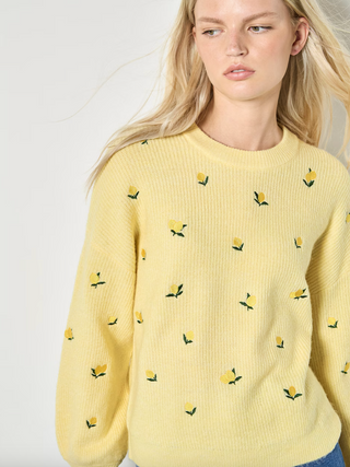 Embroidered Lemon Knit Sweater