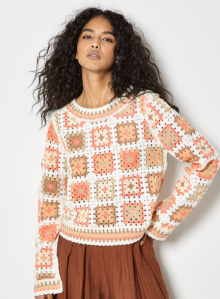 Pastel Crochet Square Sweater