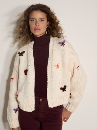 Butterfly Hand Knit Open Cardigan