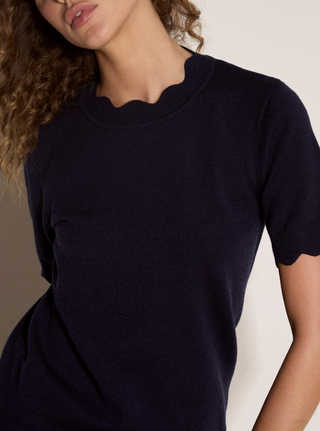 Scalloped Knit Tee Top