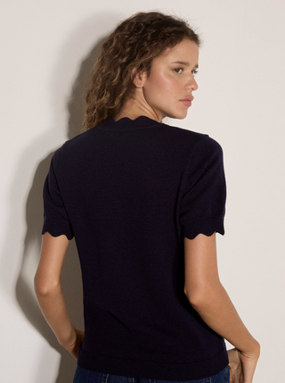 Scalloped Knit Tee Top