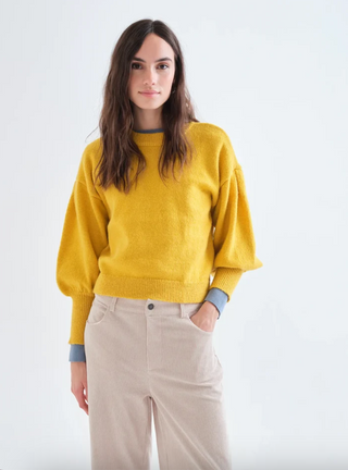 Cinched Cuffed Knit Sweater