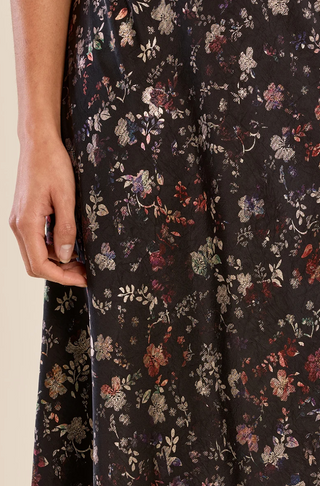 Metallic Floral Maxi Skirt