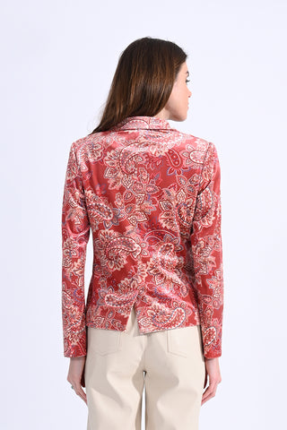 Paisley Velvet Blazer in Terracotta-FINAL SALE