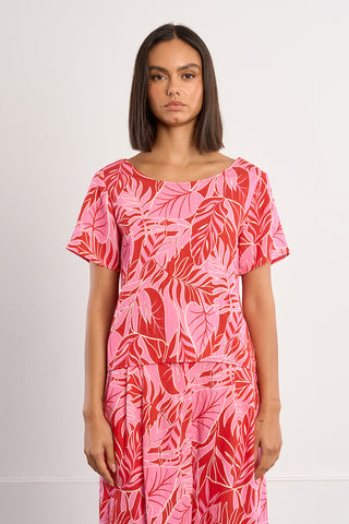 Belize Palm Leaf Print Top