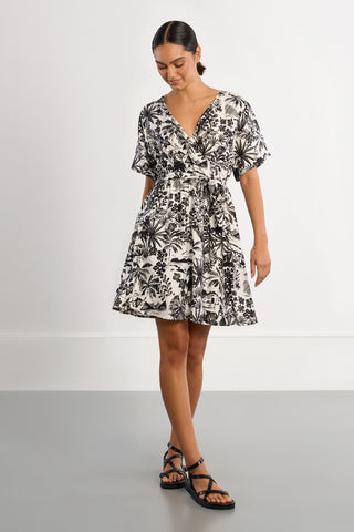 Hawaiian Print Flirty Mini Dress