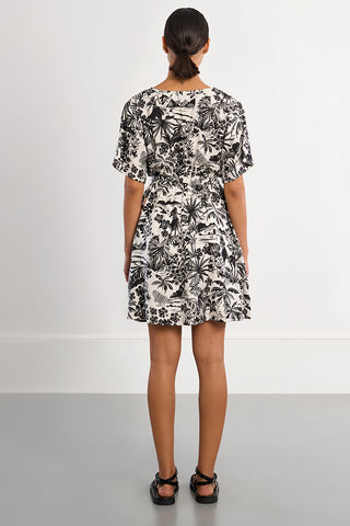 Hawaiian Print Flirty Mini Dress