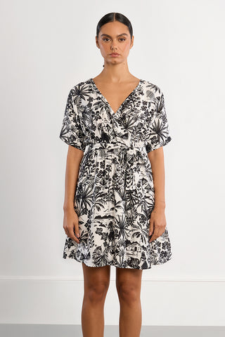 Hawaiian Print Flirty Mini Dress