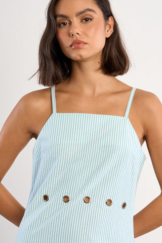Striped Grommet Mini Shift Dress