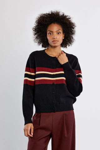 Retro Stripe Button Up Knit Cardigan