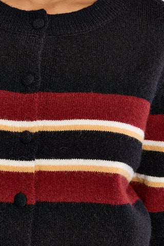 Retro Stripe Button Up Knit Cardigan