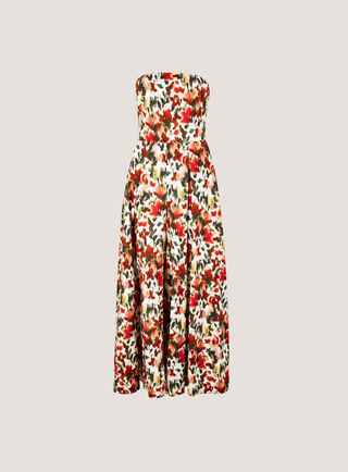 Bandeau Tie Back Ikat Floral Print Palazzo Jumpsuit - Sincerely Betty