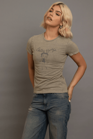 Betty Boop Fitted Washed Graphic Tee - Sincerely Betty