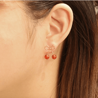 Bow Cherry Post Earrings - FINAL SALE - Sincerely Betty