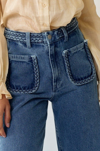 Braided Wide Leg Jeans - Sincerely Betty