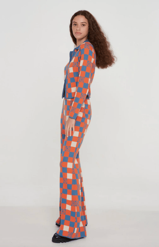 Checkerboard Swirl Flare Knit Pants - FINAL SALE - Sincerely Betty