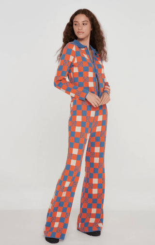 Checkerboard Swirl Flare Knit Pants - FINAL SALE - Sincerely Betty