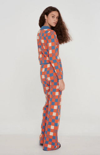 Checkerboard Swirl Flare Knit Pants - FINAL SALE - Sincerely Betty