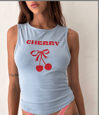 Cherry Bow Graphic Tank - FINAL SALE - Sincerely Betty
