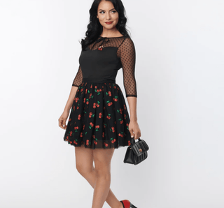 Cherry Mesh Swing Mini Skirt - FINAL SALE - Sincerely Betty