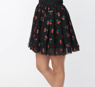 Cherry Mesh Swing Mini Skirt - FINAL SALE - Sincerely Betty