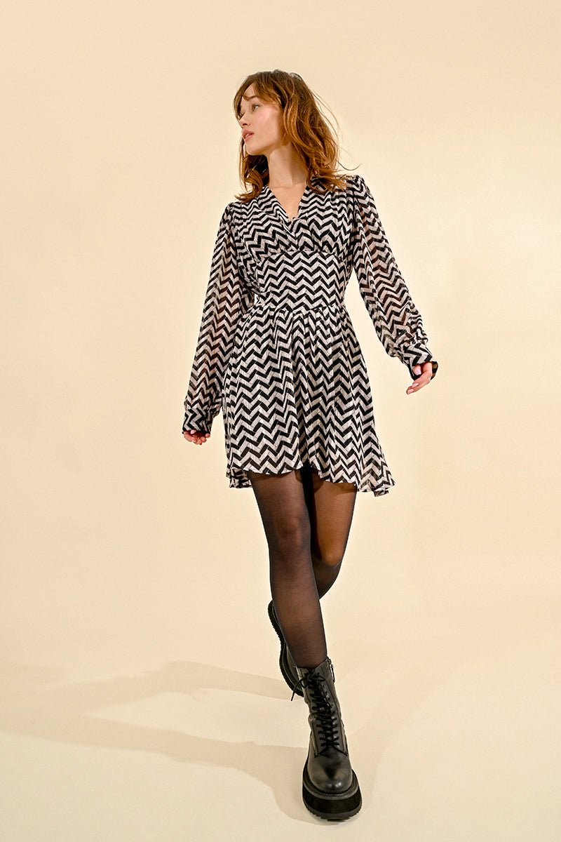 Chevron Print Mini Dress - Sincerely Betty Chevron Print Mini Dress - Sincerely Betty
