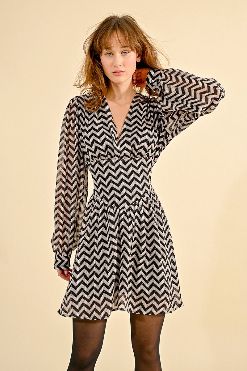 Chevron Print Mini Dress - Sincerely Betty Chevron Print Mini Dress - Sincerely Betty
