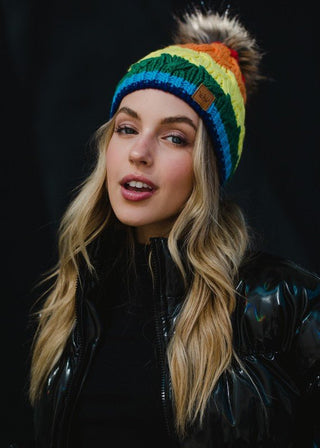 Classic Rainbow Pom Hat - Sincerely Betty