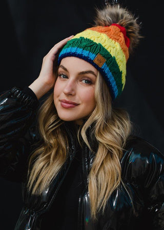 Classic Rainbow Pom Hat - Sincerely Betty