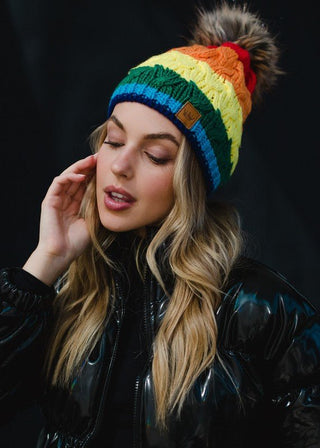 Classic Rainbow Pom Hat - Sincerely Betty