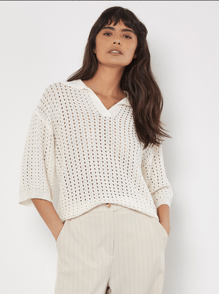 Collar Crochet Pullover Knit Top - FINAL SALE - Sincerely Betty