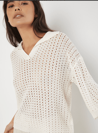 Collar Crochet Pullover Knit Top - FINAL SALE - Sincerely Betty
