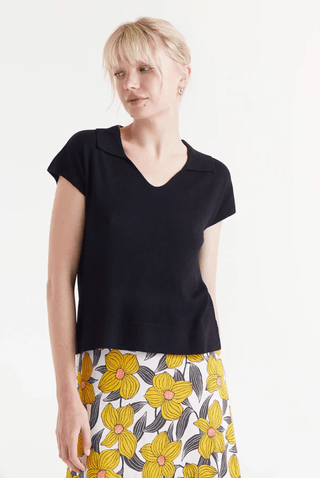 Collared Polo Knit Top - Sincerely Betty