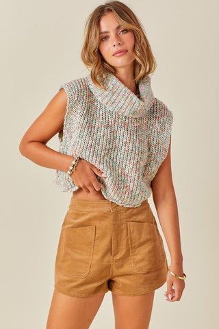 Cropped Sleeveless Turtleneck Knit Top - Sincerely Betty