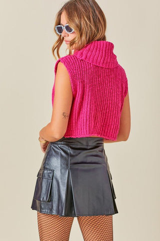 Cropped Sleeveless Turtleneck Knit Top - Sincerely Betty