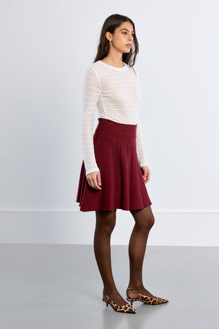 Pleated Knit Skater Skirt