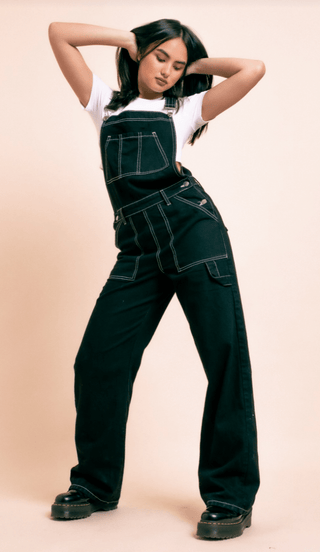 Denim Overalls in Black - Sincerely Betty
