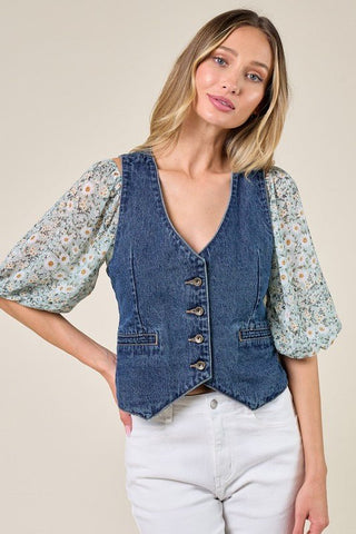 Denim Structured Vest - FINALSALE - Sincerely Betty