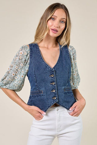 Denim Structured Vest - FINALSALE - Sincerely Betty