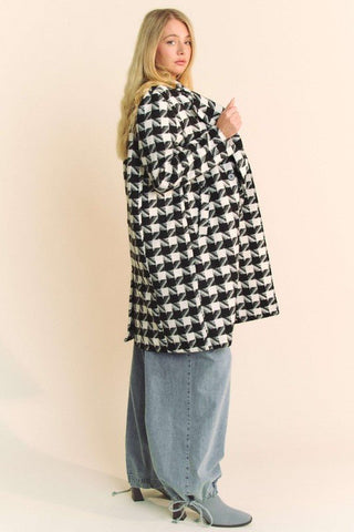Double Breasted Houndstooth Tweed Coat - Sincerely Betty