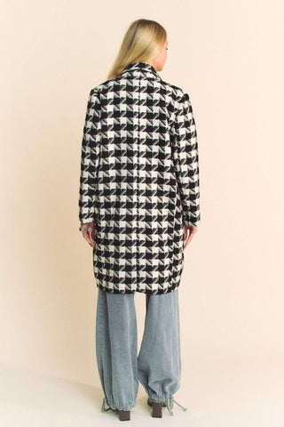 Double Breasted Houndstooth Tweed Coat - Sincerely Betty
