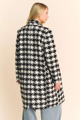 Double Breasted Houndstooth Tweed Coat - Sincerely Betty