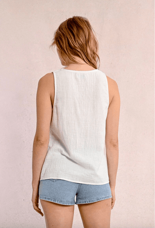 Embroidered Poplin Sleeveless Tank Top - Sincerely Betty