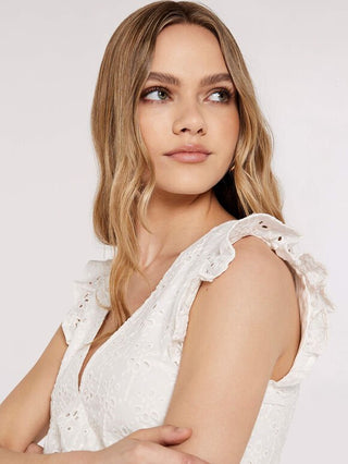 Eyelet V - neck Mini Dress - FINAL SALE - Sincerely Betty
