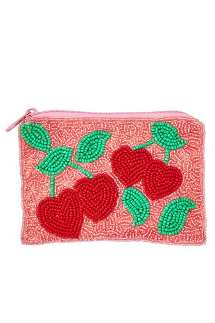 Cherry Beaded Pouch
