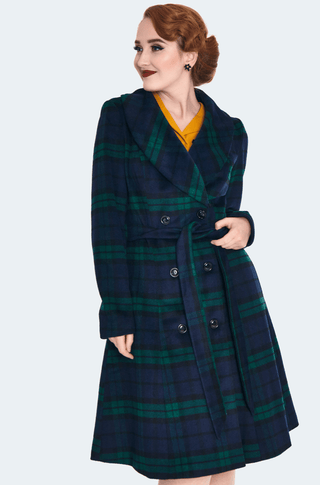 Faux Fur Collar Tartan Plaid Coat - Sincerely Betty