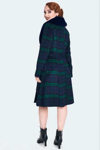 Faux Fur Collar Tartan Plaid Coat - Sincerely Betty