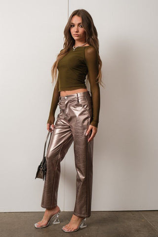 Faux Leather Metallic Pants - FINAL SALE - Sincerely Betty