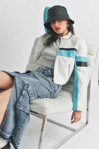Faux Leather Racer Moto Jacket - Sincerely Betty