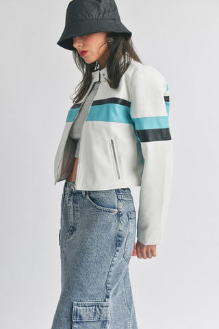 Faux Leather Racer Moto Jacket - Sincerely Betty